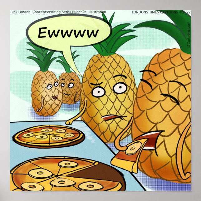 Lustige LTCartoons Ananas-Pizza-Comic Poster (Vorne)