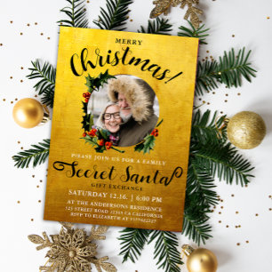 Lustige Luxus-Glamour-Gold-Weihnachtsmann-Geheimni Einladung
