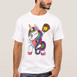 Lustige Mädchen Dabbing Softball Einhorn Bekleidun T-Shirt