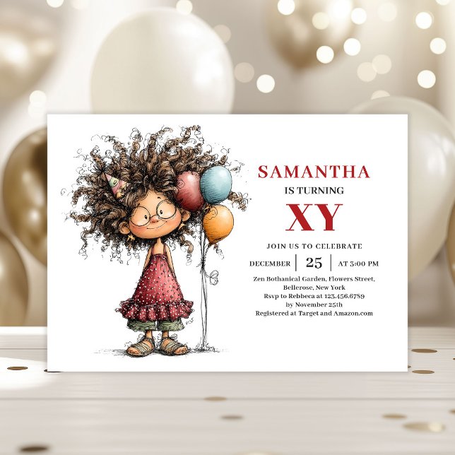 Lustige Mädchen Geburtstag Verspielte Einladung (Funny Girl Birthday Playful invitation)