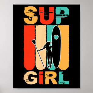Lustige Mädchen Sup Stand Up Paddling Surfer Surfe Poster