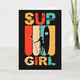 Lustige Mädchen Sup Stand Up Paddling Surferin Sur Karte