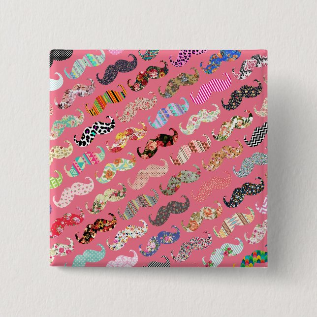 Lustige Mädchenhafte Farbige Rosa Aztec-Muster Sch Button (Vorderseite)
