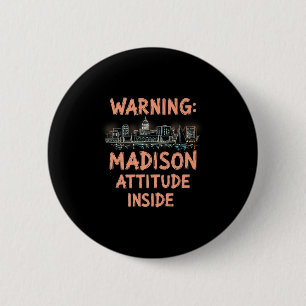Lustige Madison Wisconsin Nacht Panorama Vintage P Button