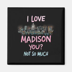 Lustige Madison Wisconsin Nacht Skyline Vintage  Magnet