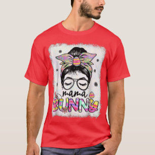 Lustige Mama-Häschen-Unordentliche-Bun-Haar-Oster- T-Shirt
