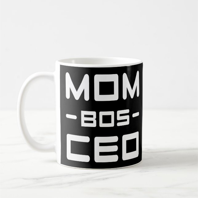 Lustige Mama Mamabos-CEOs zitiert Kaffeetasse (Links)