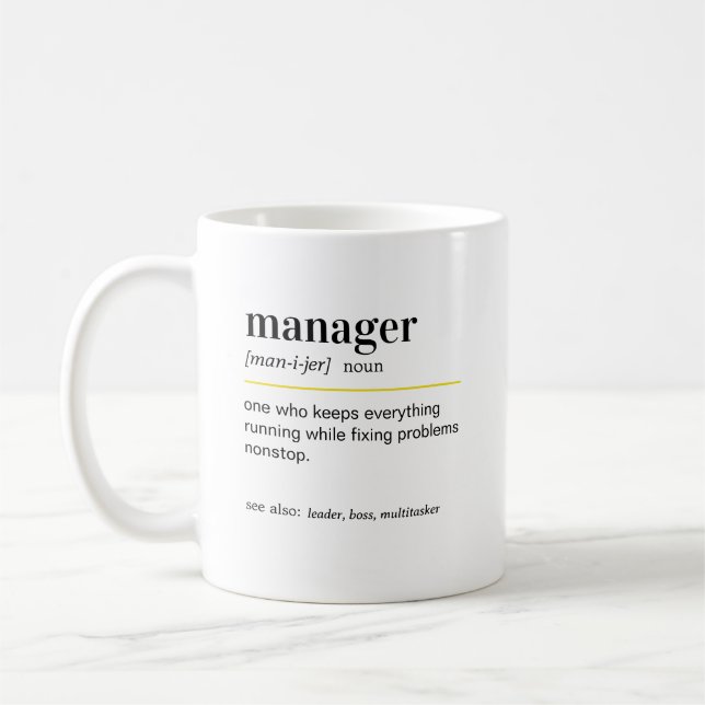 Lustige Manager-Definition Geschenk Kaffeetasse (Links)