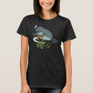 Lustige Manatee spielt Ukulele Gitarre Floaty Kart T-Shirt