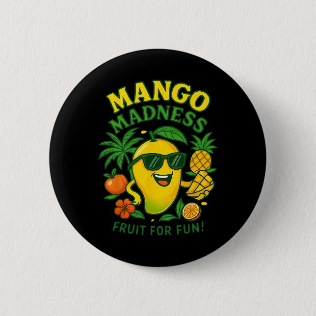 Lustige Mango Frucht Mangos Sommerferien für Kinde Button (Vorderseite)
