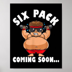Lustige Männer Gym Sechs Pack Bald - Cartoon-Desig Poster
