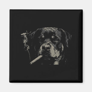 Lustige Männer Retro-Hund Rottweiler Rauch-Meme Magnet