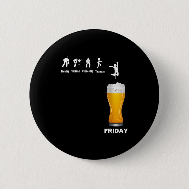 Lustige Männerwoche von Montag bis Freitag - Bier  Button (Vorderseite)