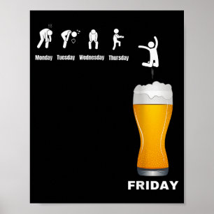 Lustige Männerwoche von Montag bis Freitag - Bier Poster