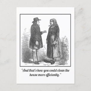 Lustige Mansplaining-Postkarte zum Thema Putzen Postkarte