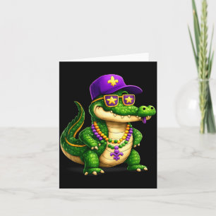Lustige Mardi Gras Alligator Perlen Karneval Feier Karte