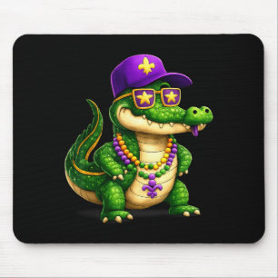 Lustige Mardi Gras Alligator Perlen Karneval Feier Mousepad