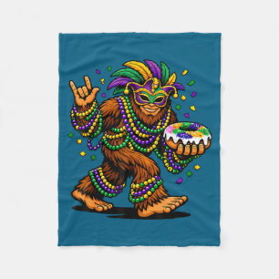 Lustige Mardi Gras Bigfoot-König-Kunst Fleecedecke