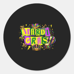 Lustige Mardi Gras Disco-Kugel Karneval Saison Män Runder Aufkleber