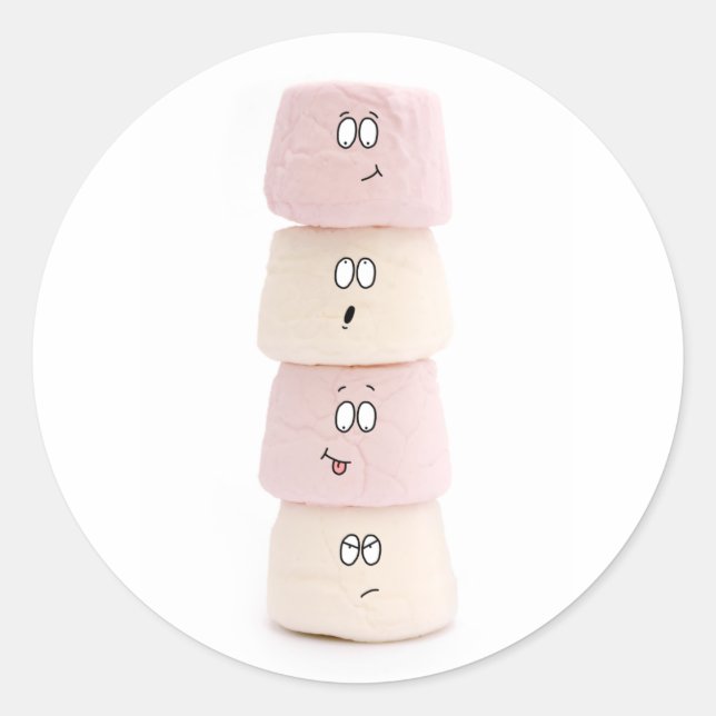 lustige Marshmallow-Charaktere Runder Aufkleber (Vorderseite)