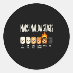 Lustige Marshmallow-Lagerfeuer-Camping-S'mores  Runder Aufkleber