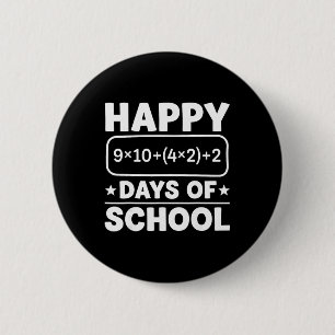 Lustige Mathe-Gleichung Frohe 100 Tage Schule Schü Button