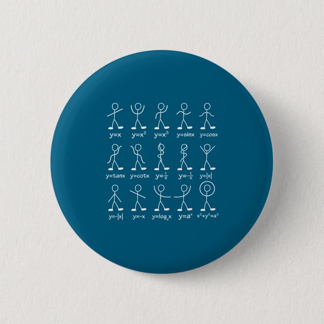 Lustige Mathe-Grafik-Strichfiguren Algebra Analysi Button (Vorderseite)