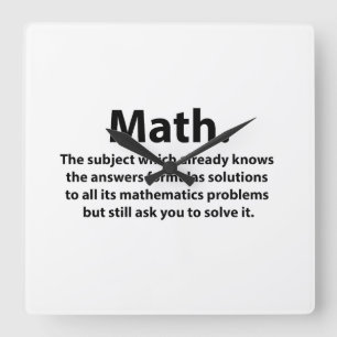 Lustige Mathe-Typografie Quadratische Wanduhr