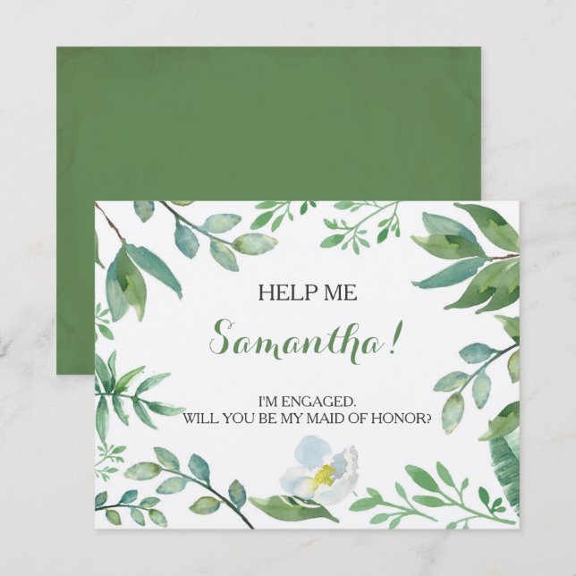 Lustige MATRONE DER EHRENantrag-Karte, Grün Einladung (Vorne/Hinten)