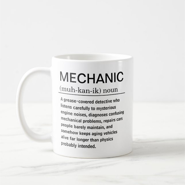 Lustige Mechaniker-Definition Kaffeetasse (Links)