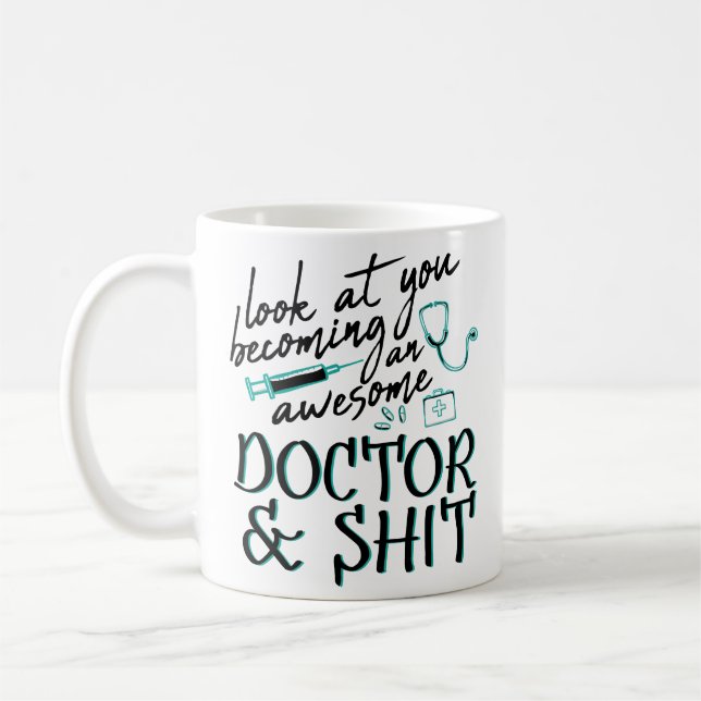 Lustige medizinische Schule Doktor-Graduation Kaffeetasse (Links)