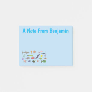 Lustige Meerestiere Cartoon-Illustrationsmuster Post-it Klebezettel