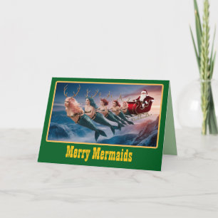 Lustige Meerjungfrau Weihnachtsfeiertage Karte
