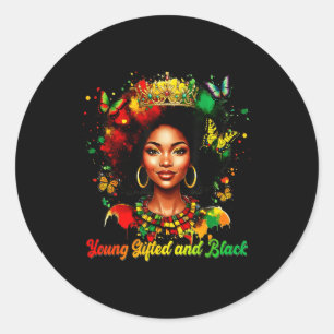 Lustige Melanin-Königin Young Gifted And Black Afr Runder Aufkleber