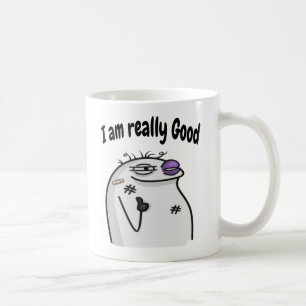 Lustige Meme-Figur – Cooler Ausdruck-Aufkleber Kaffeetasse