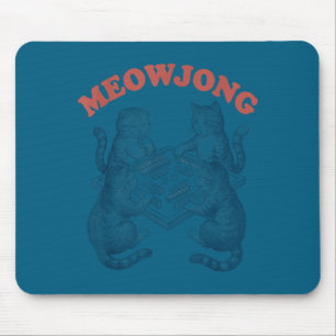Lustige Meowjong-Katze spielt Mahjong Retro Mousepad