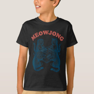 Lustige Meowjong-Katze spielt Mahjong Retro T-Shirt
