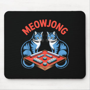 Lustige Meowjong-Katzen spielen Mahjong-Steine hum Mousepad