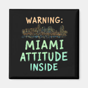 Lustige Miami Florida Nacht Skyline Vintage Magnet