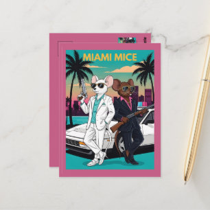 Lustige Miami-Themen der 80er Jahre Postkarte