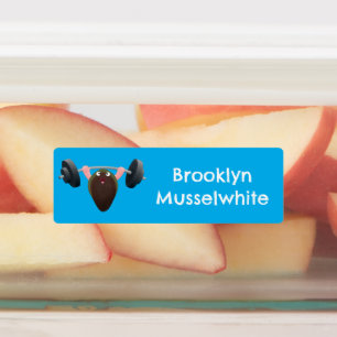 Lustige Miesmuschel beim Training Cartoon personal Etiketten