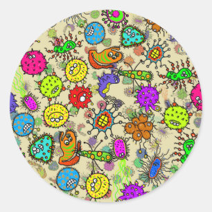 Lustige mikroskopische Labororganismen Runder Aufkleber