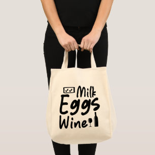 Lustige Milch Eier Wein Einkaufstasche