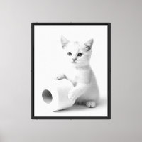 Lustige minimalistische weiße Katzen-Toilettenpapi