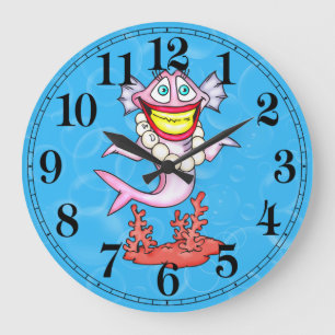 Lustige Mode-Diva-Fisch-Wanduhr Große Wanduhr