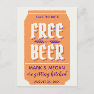 Lustige, moderne bierthematische Save-the-Date-Kar Ankündigungspostkarte