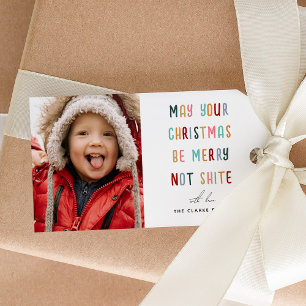Lustige moderne farbenfrohe Foto Frohe Weihnachten Geschenkanhänger