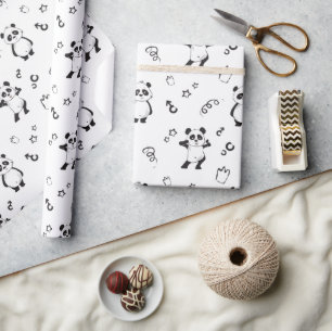 Lustige moderne Panda-Kindergeburtstag Geschenkpapier