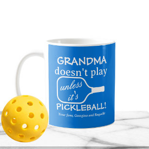 Lustige moderne Pickleball-Oma weiße Typografie Kaffeetasse