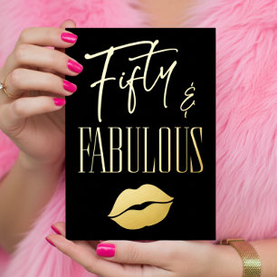 Lustige moderne schwarze Fifty Fabulous Lips Gebur Folieneinladung